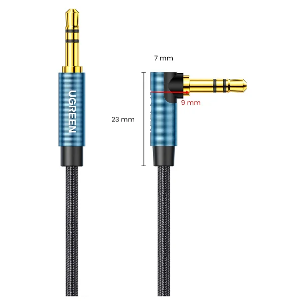 Ugreen 90 Derece L Tipi 3.5 Mm Aux Ses Kablosu, Mavi, 1 Metre, 60179 - Görsel 7