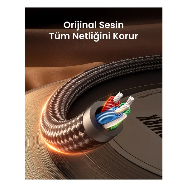 Ugreen 90 Derece L Tipi 3.5 Mm Aux Ses Kablosu, Mavi, 1 Metre, 60179 - Görsel 9