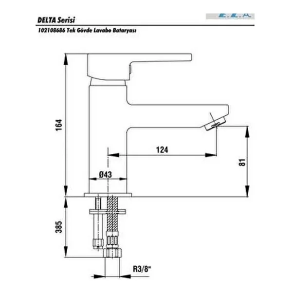 E.C.A. Delta 102108686 Tek Gövde Lavabo Bataryası - Görsel 2