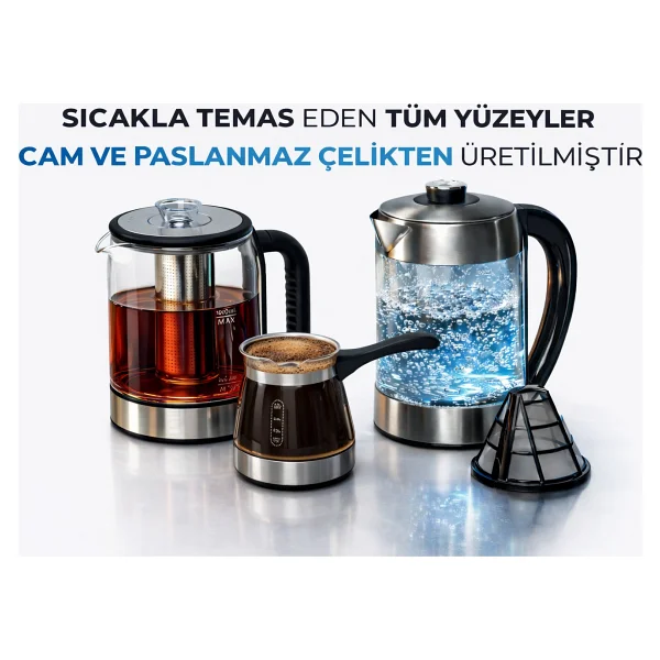 Tea Or Coffee 5 farklı İçecek Tek Makinede! Çay, Türk Kahvesi, FiltreKahve, Soğuk Su ve Sıcak Su - Akıllı Su Sebili - Çay Kahve Makinesi - Görsel 3