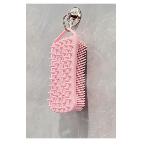 POP Beauty Çift Taraflı Silikon Vücut Ve Saç Bakım Fırçası, Saç Ve Vücut Derisine Masaj Yapan Şampuan Tarağı - Görsel 4