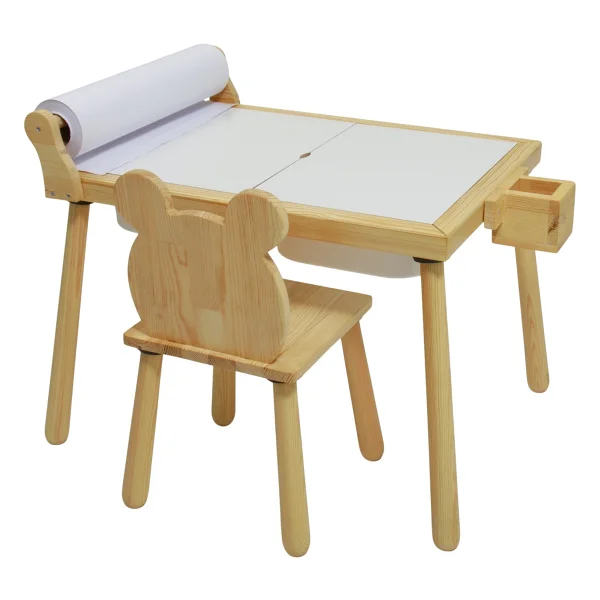 Joy Kids Toy Rulo Aparatlı Doğal Ahşap Duyusal Çocuk Aktivite Masası Oyun Masası 1 Adet Ayı Sandalye - Görsel 7