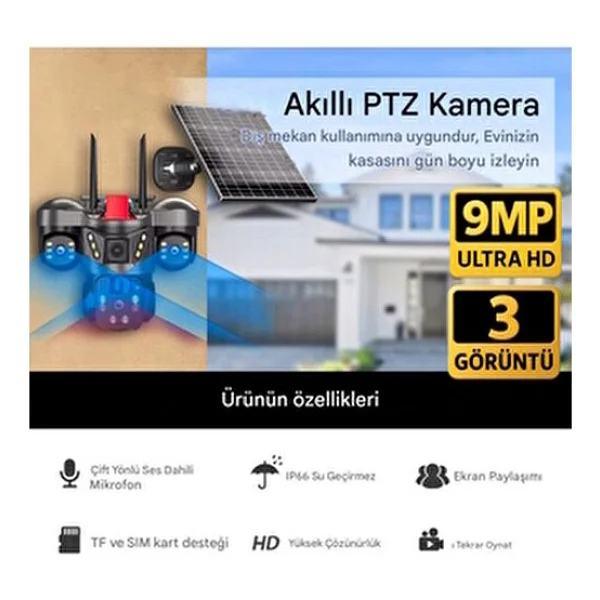 O-Kam 8050 9 MP Solar Güneş Enerjili Güvenlik Kamerası - Görsel 3