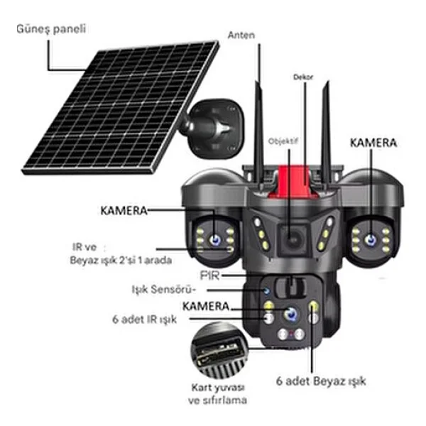 O-Kam 8050 9 MP Solar Güneş Enerjili Güvenlik Kamerası - Görsel 7