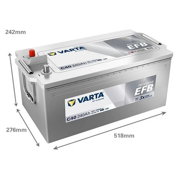 Varta Promotive C40 Start-Stop EFB 12 V 240 Ah 1200 CCA Akü - Görsel 2