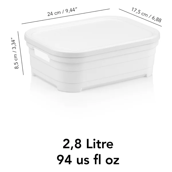 Meleni Home 2 Adet Kapaklı Dekoratif Piramit Saklama Kutusu - Dolap Düzenleyici Organizer Kutu 2,8 Litre Beyaz - Görsel 5