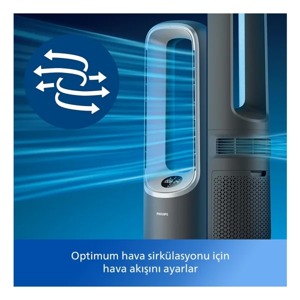 Philips 70 M2 Kapasiteli Hem Isıtan Hem Soğutan Hava Temizleme Makinesi Kule Tipi Şık Tasarım Nanoprotect Hepa Filtreli Virüs ve Alerjen Giderici Akıllı Ünite AMF870 - Koyu Gri - Görsel 4