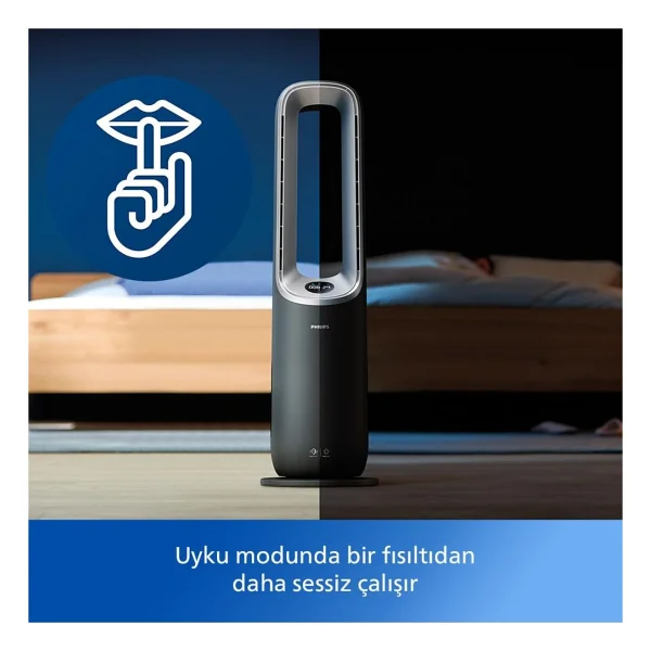 Philips 70 M2 Kapasiteli Hem Isıtan Hem Soğutan Hava Temizleme Makinesi Kule Tipi Şık Tasarım Nanoprotect Hepa Filtreli Virüs ve Alerjen Giderici Akıllı Ünite AMF870 - Koyu Gri - Görsel 8