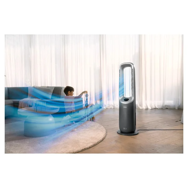 Philips 70 M2 Kapasiteli Hem Isıtan Hem Soğutan Hava Temizleme Makinesi Kule Tipi Şık Tasarım Nanoprotect Hepa Filtreli Virüs ve Alerjen Giderici Akıllı Ünite AMF870 - Koyu Gri - Görsel 9
