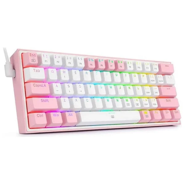 Redragon K617 Pembe RGB %60 TKL Red Switch Kablolu Mekanik Oyuncu Klavyesi - Görsel 3