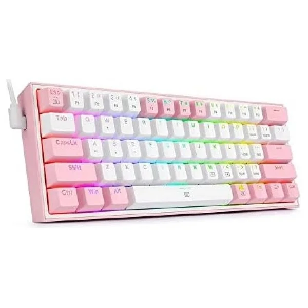 Redragon K617 Pembe RGB %60 TKL Red Switch Kablolu Mekanik Oyuncu Klavyesi - Görsel 2