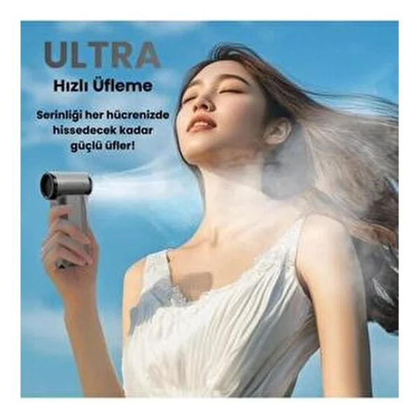 Wair Teknoloji fioplus Violent Turbo Jet Fan 130000RPM Ultra Güçlü Motor Güçlü Vakum 4000MAH Bataryalı Üflemeli F72 - Gri - Görsel 4