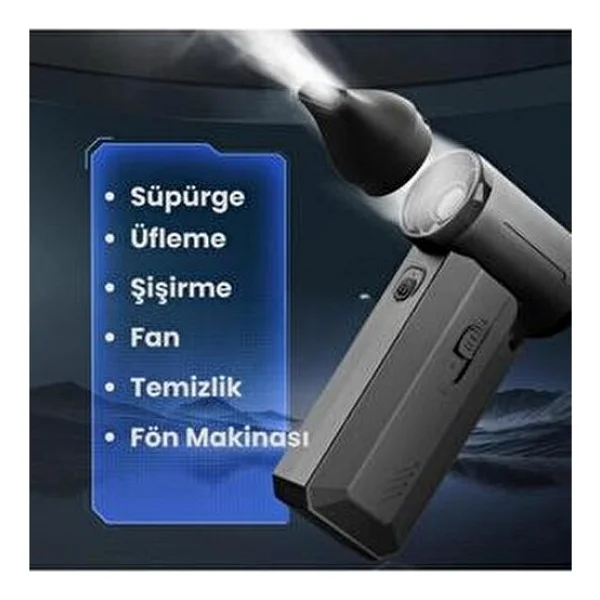 Wair Teknoloji fioplus Violent Turbo Jet Fan 130000RPM Ultra Güçlü Motor Güçlü Vakum 4000MAH Bataryalı Üflemeli F72 - Gri - Görsel 6