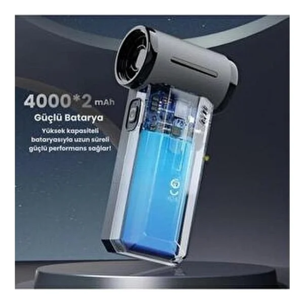 Wair Teknoloji fioplus Violent Turbo Jet Fan 130000RPM Ultra Güçlü Motor Güçlü Vakum 4000MAH Bataryalı Üflemeli F72 - Gri - Görsel 7
