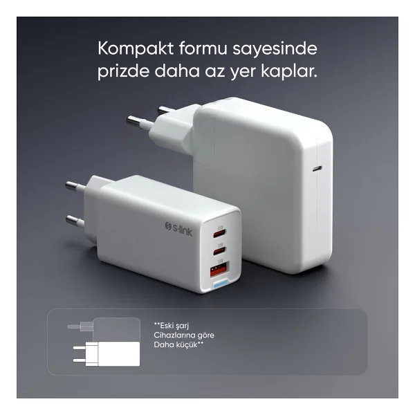 S-link SL-ECG65 65 W Hızlı Şarj Adaptörü - Görsel 4
