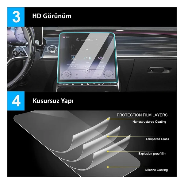 Mobilite BYD SEALION 7 Uyumlu Multimedya Gösterge ve Sağ Panel 3 lü Set 9H Nano Ekran Koruyucu - Görsel 4