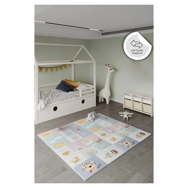 Globomart City Pulse Katlanabilir Çift Taraflı Oyun Matı - Oyun Halısı Premium Seri (Taşıma Çantası Hediye) - Çok Renkli - 180 x 200 cm - Görsel 7