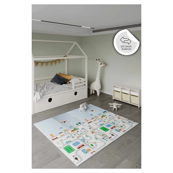 Globomart City Pulse Katlanabilir Çift Taraflı Oyun Matı - Oyun Halısı Premium Seri (Taşıma Çantası Hediye) - Çok Renkli - 180 x 200 cm - Görsel 8