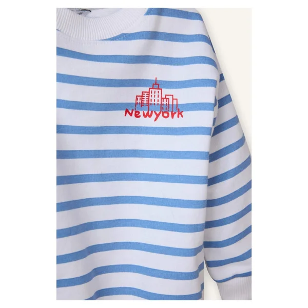 DeFacto Oversize Geniş Kalıp Bisiklet Yaka Baskılı 2'li Sweatshirt Erkek Bebek G6343A526SP - Mavi-BE534 - 18 - 24 Ay - Görsel 6