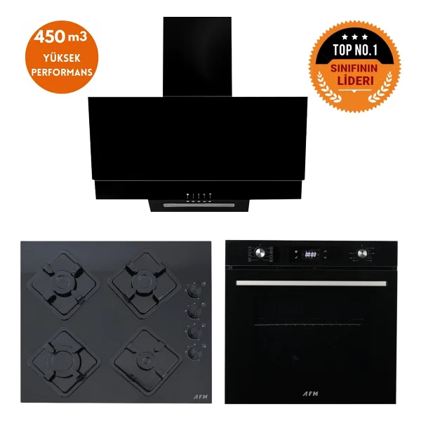 Afm Tech Chardak Turbo Dijital Siyah Cam Ankastre Set (FM3250 + FM7700 + FM-BD2200 ) - Görsel 6