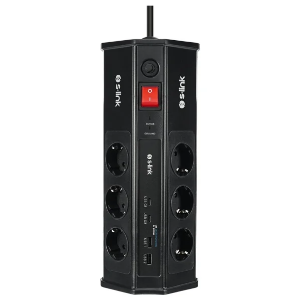 S-link PRZ03 Anahtarlı USB'li 3 m 6'lı Akım Korumalı Priz - Görsel 4
