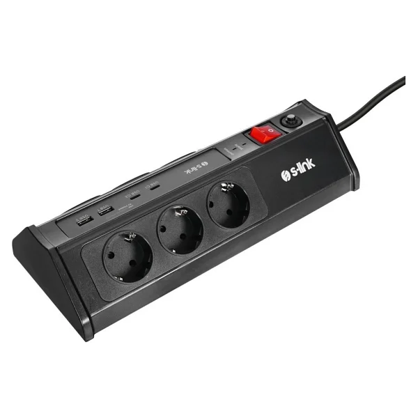 S-link PRZ03 Anahtarlı USB'li 3 m 6'lı Akım Korumalı Priz - Görsel 2
