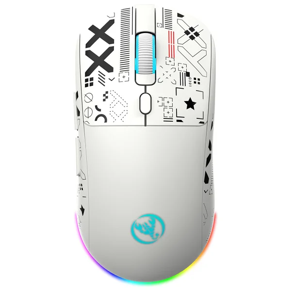 Hxsj T90 Pro Beyaz Şarjlı Optik Kablolu/Kablosuz Oyuncu Mouse - Görsel 2
