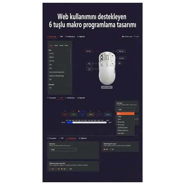 Hxsj T90 Pro Beyaz Şarjlı Optik Kablolu/Kablosuz Oyuncu Mouse - Görsel 7