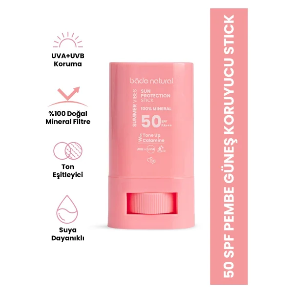 Bade Natural Ton Eşitleyici ve Aydınlatıcı Pembe 16 gr 50 Faktör Stick Güneş Kremi - Görsel 10