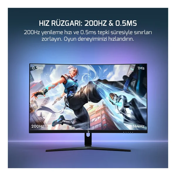 Gamepower Vivid T50 27'' 0.5 ms Full HD Curved 200 Hz Oyuncu Monitörü - Görsel 2