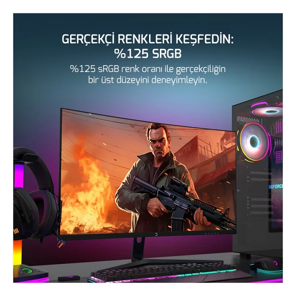 Gamepower Vivid T50 27'' 0.5 ms Full HD Curved 200 Hz Oyuncu Monitörü - Görsel 6