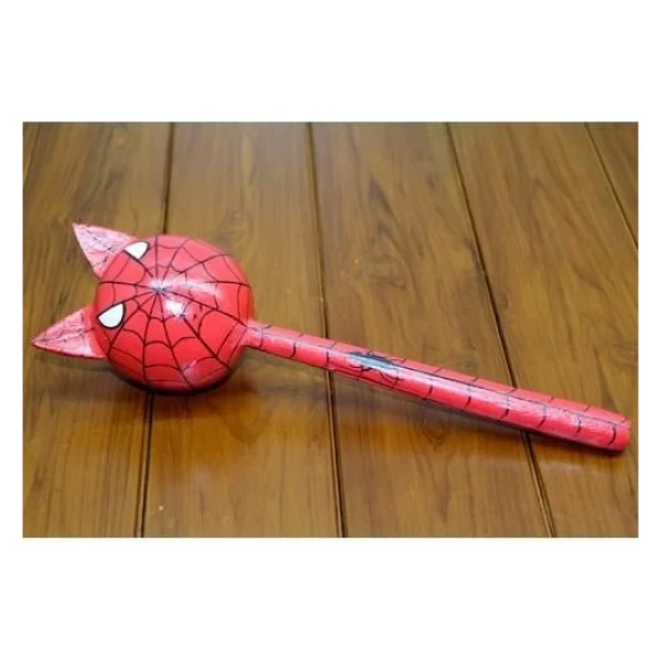 Ahşap Kedili Spiderman Marakas Tekli - Görsel 3