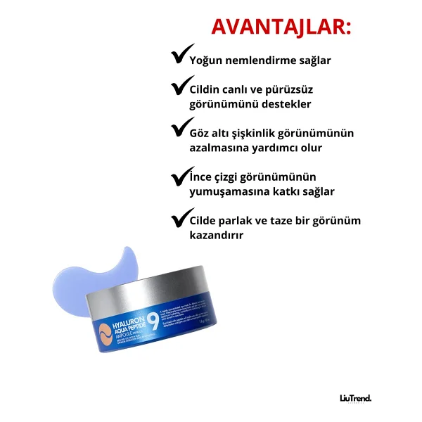 MEDIPEEL Hyaluron Aqua Peptide 9 Ampoule Nemlendirici 60'lı Göz Altı Maskesi - Görsel 2