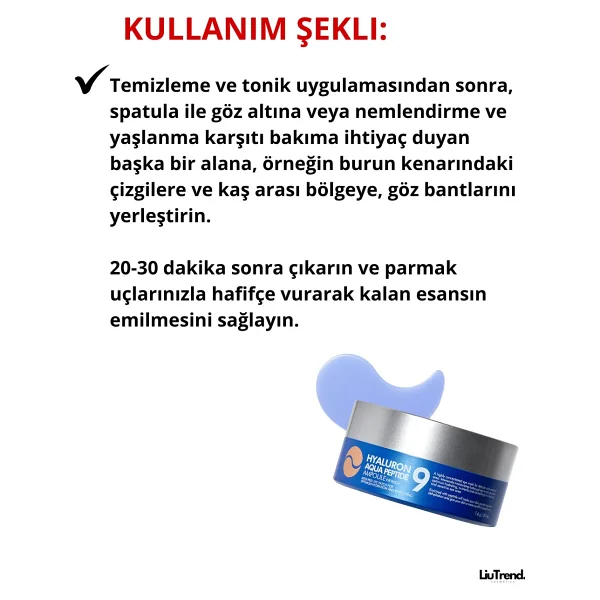 MEDIPEEL Hyaluron Aqua Peptide 9 Ampoule Nemlendirici 60'lı Göz Altı Maskesi - Görsel 5