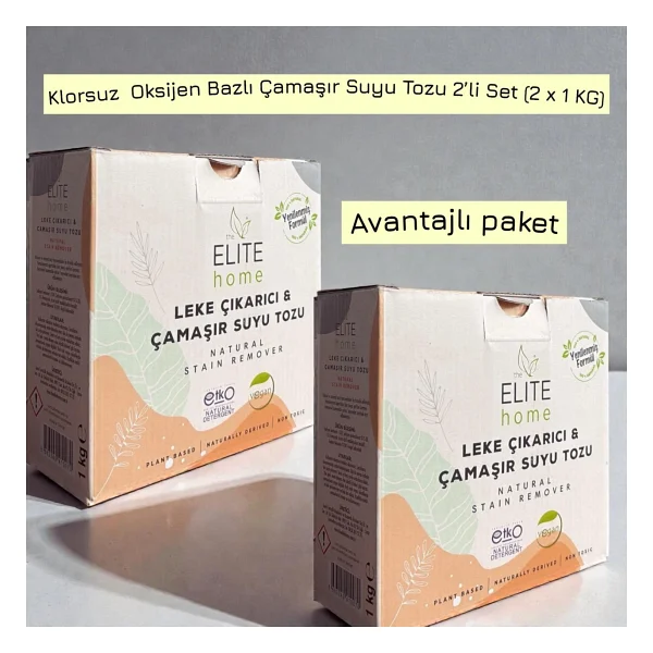 The Elite Home Doğal Oksijen Bazlı Leke Çıkarıcı Toz - Vegan Sertifikalı - Beyazlar ve Renkliler İçin - 2000 g ( 1 kg x 2 adet ) - Görsel 3
