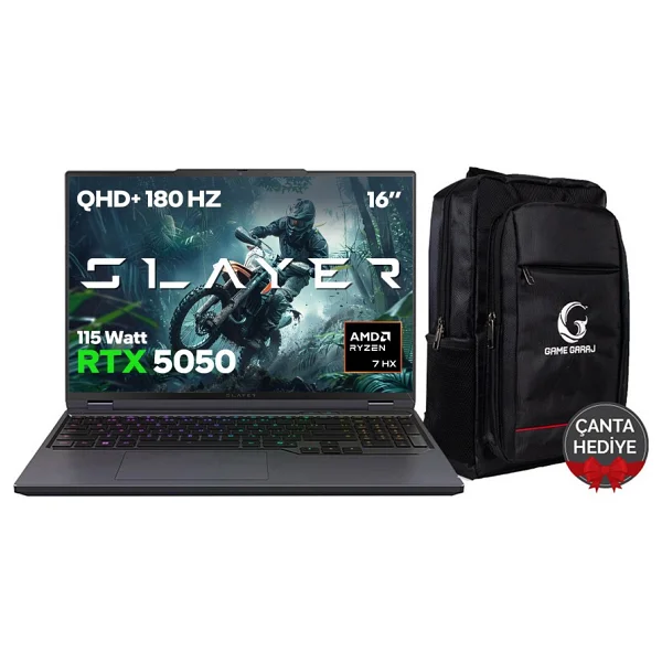 Game Garaj Slayer R7T-5050 C2 Ryzen 7 8840HX 32 GB 1 TB SSD RTX5050 16" WQXGA Gaming Laptop - Görsel 9