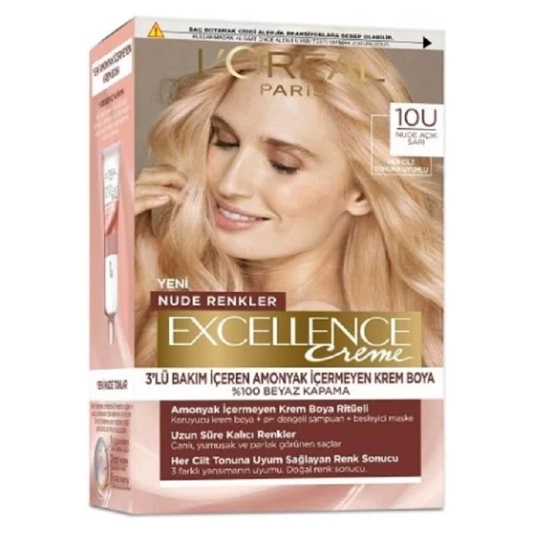 L'Oreal Paris Excellence Creme 10U Nude Açık Sarı Saç Boyası - Görsel 8