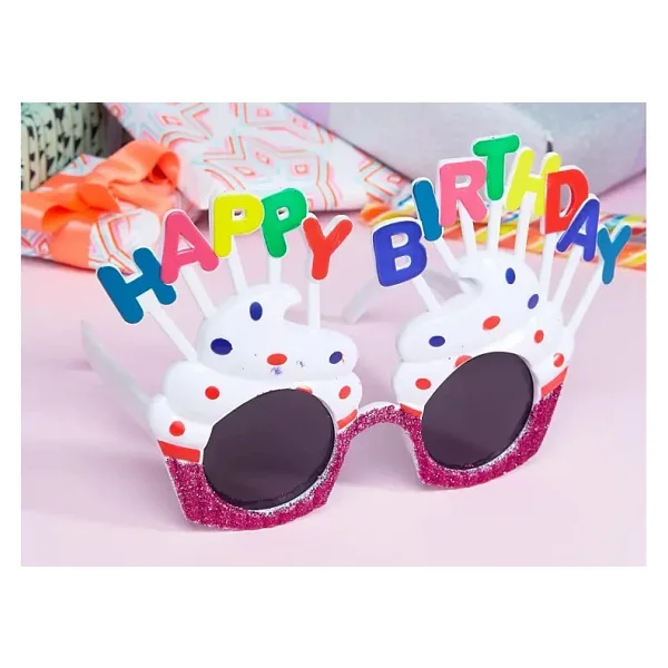 Happy Birthday Beyaz Fuşya Parti Gözlüğü - Görsel 4