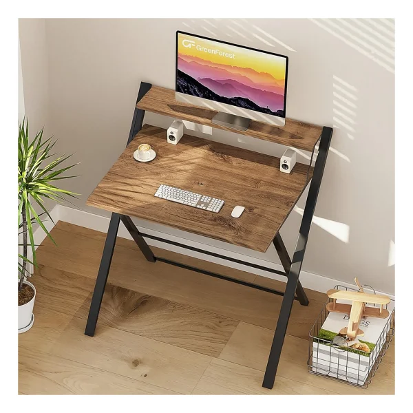 Ayz Bodo Metal Ayaklı Laptop Masası Katlanır Çalışma Masası Raflı Masa Katlanır Laptop Sehpası Beyaz - Beyaz - 70x52 - Görsel 10