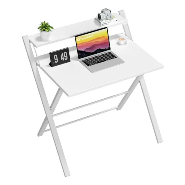 Ayz Bodo Metal Ayaklı Laptop Masası Katlanır Çalışma Masası Raflı Masa Katlanır Laptop Sehpası Beyaz - Beyaz - 70x52 - Görsel 3