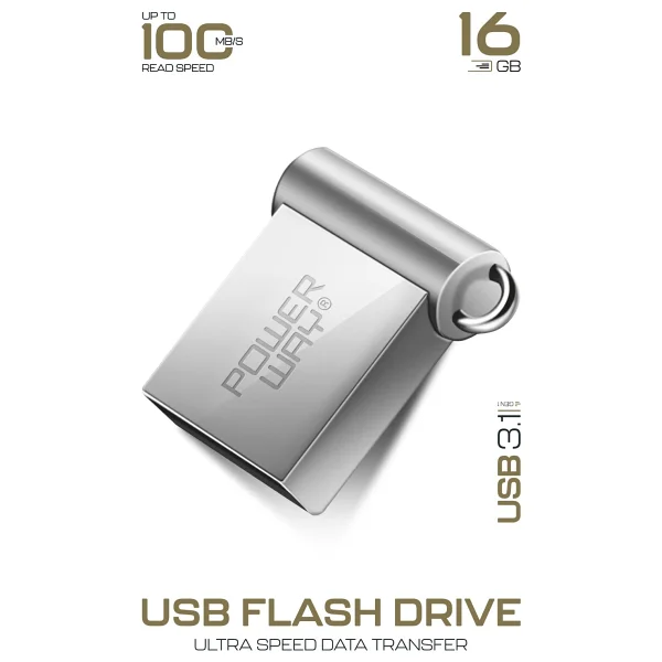 Powerway Premium 16 GB Mini USB 3.1 Metal Gövde Ultra Hızlı Flash Bellek Data Traveler - Gri - Görsel 2
