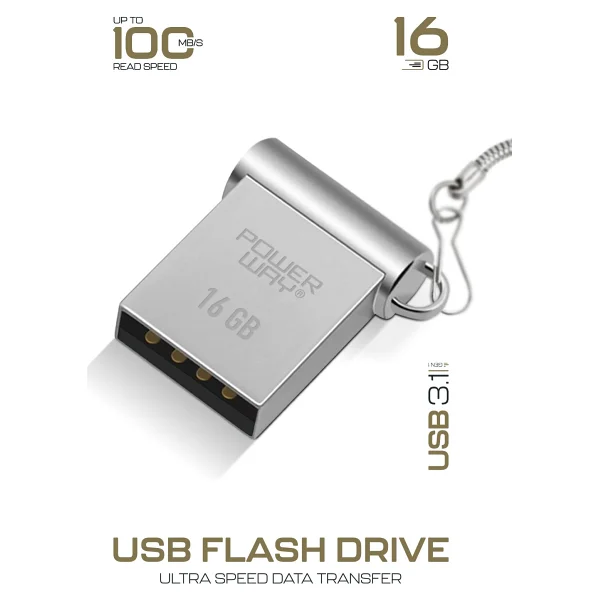 Powerway Premium 16 GB Mini USB 3.1 Metal Gövde Ultra Hızlı Flash Bellek Data Traveler - Gri - Görsel 3