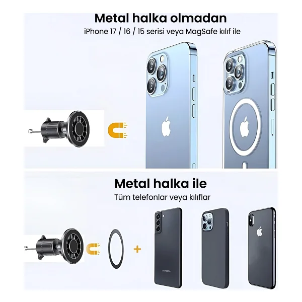Bix BXCH13 MagSafe Manyetik Araç Telefon Tutucu - Görsel 3