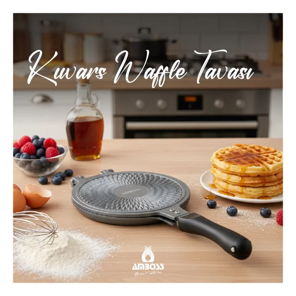 Amboss Kuvars Ocak Üstü 20 cm Döküm Waffle Tavası - Görsel 2