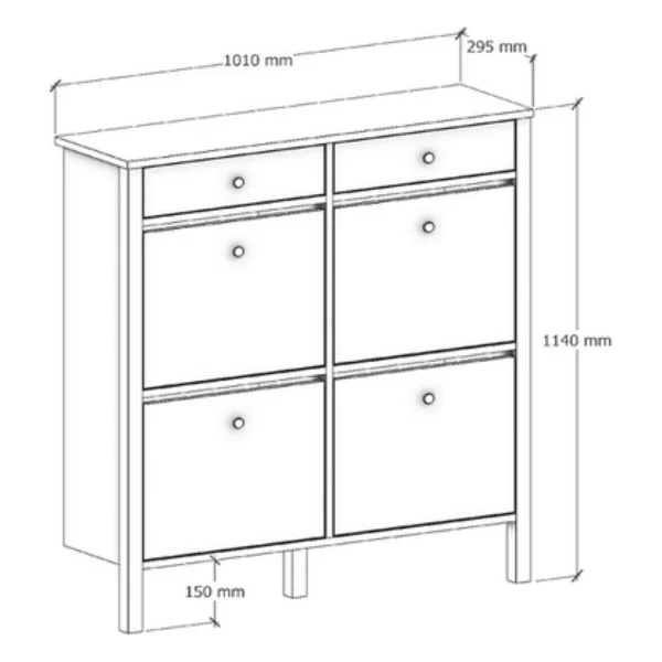 SSB Furniture Helen Ayakkabılık - Beyaz - 101x114x29 cm - Görsel 7