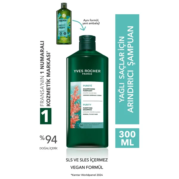 Yves Rocher Pure Detox Arındırıcı Yağlı Saçlar için Sülfatsız Şampuan 300 ml - Görsel 9