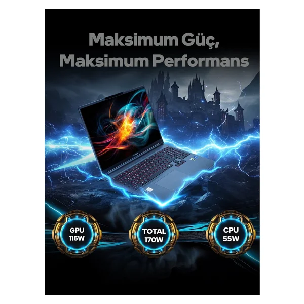 Game Garaj Slayer X5T-5050 i5-13500HX 32 GB 1 TB SSD RTX5050 16" WUXGA Gaming Laptop - Görsel 3