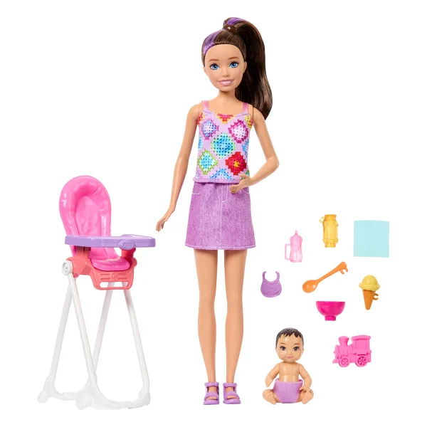 Barbie Bebek Bakıcısı Skipper Mama Sandalyeli Oyun Seti JJB44 - Görsel 2