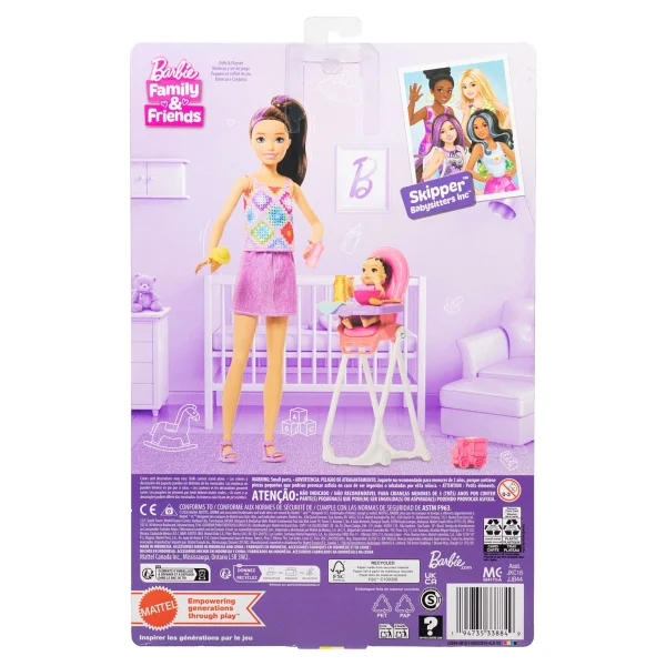 Barbie Bebek Bakıcısı Skipper Mama Sandalyeli Oyun Seti JJB44 - Görsel 5