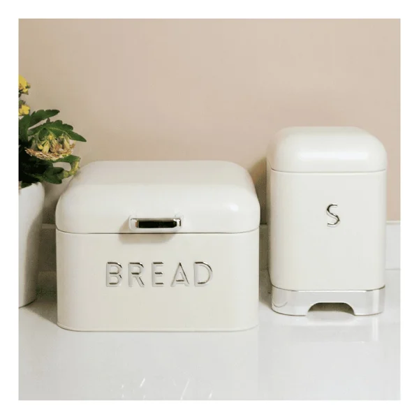 Sarkap Home Krem Galvaniz 5,6 L Bread Küçük Boy Ekmeklik - 200x140mm & 2 L Storage Kutu - 115x150mm Set - Görsel 2